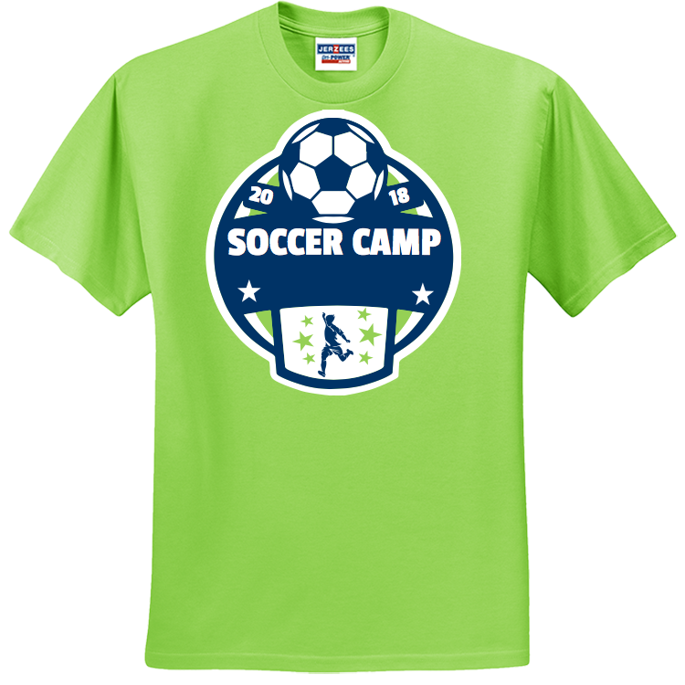 SOCCER CAMP 20 18 Men's 50/50 Cotton/Polyester T-Shirts Jerzees 29M