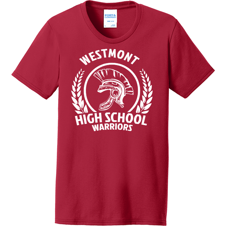 WESTMONT HIGH SCHOOL WARRIORS Women's 50/50 Cotton/Polyester T-Shirts ...